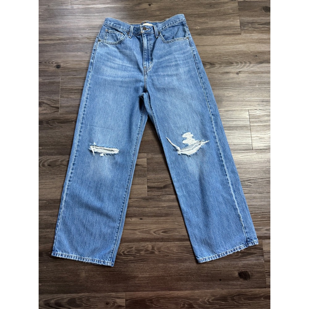 Levis High Waisted Straight Distressed Jeans Blue W30 L29 A0092-0007